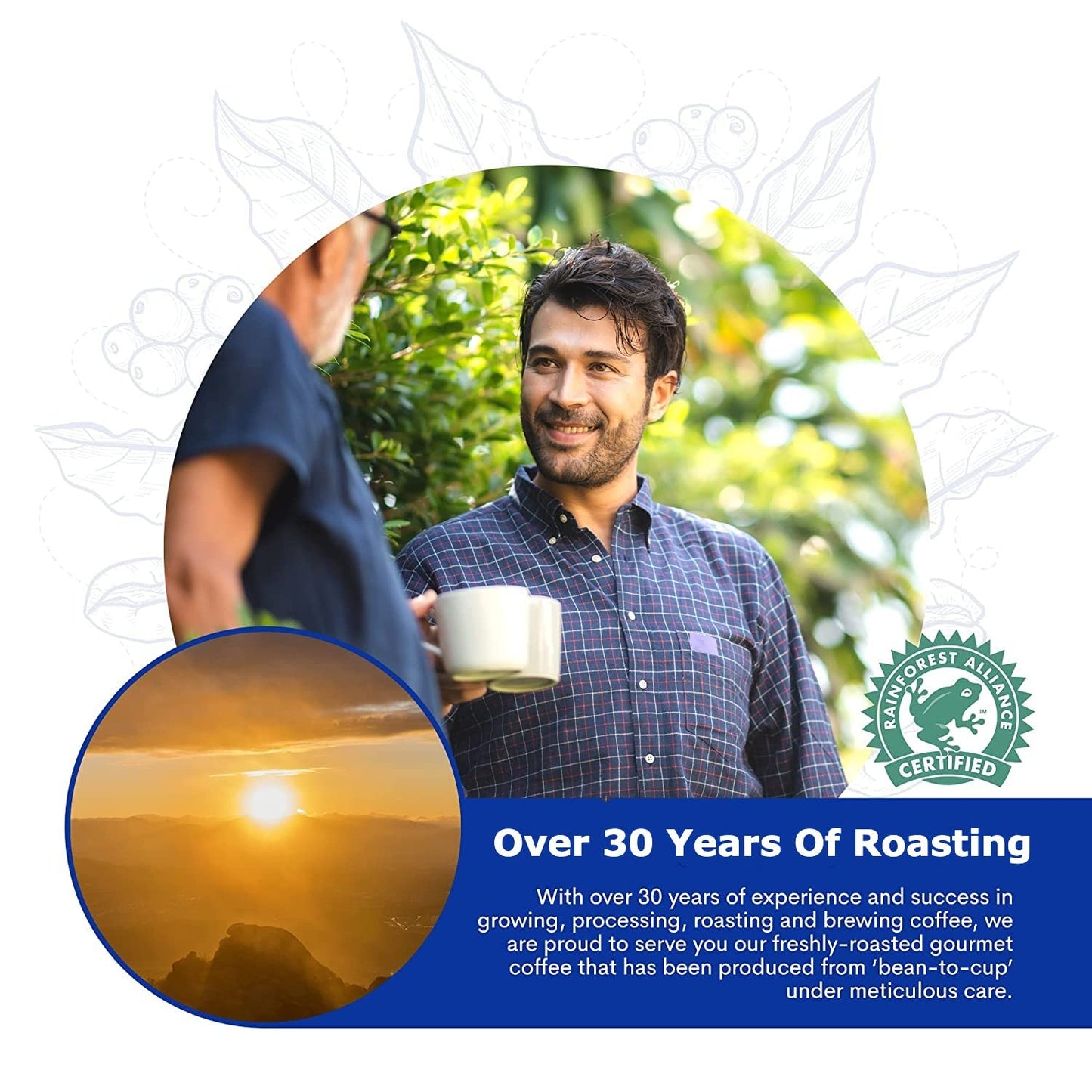 Cafe Blue - 100% Authentic Jamaica Blue Mountain Coffee from Clifton Mount Estate Medium Roast Whole Bean Coffee enhanced Arabica Coffee Beans Coffee Bag of 16 Ounces (1 Pound 454 Grams)