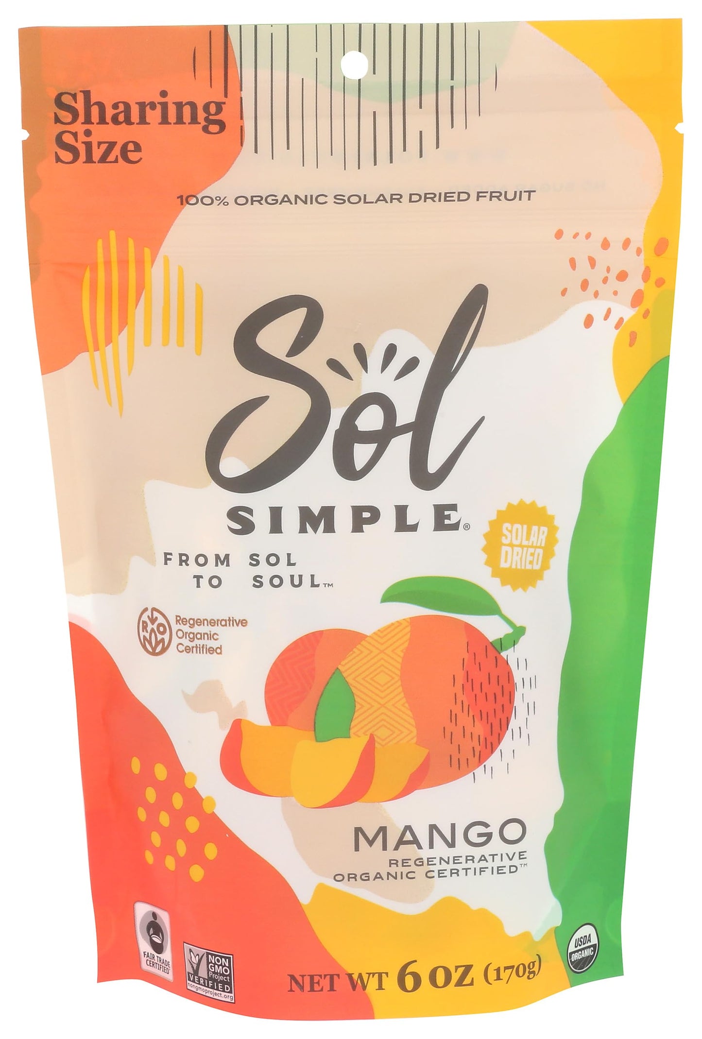 Sol Simple, Mango Solar Dried Organic, 6 Ounce