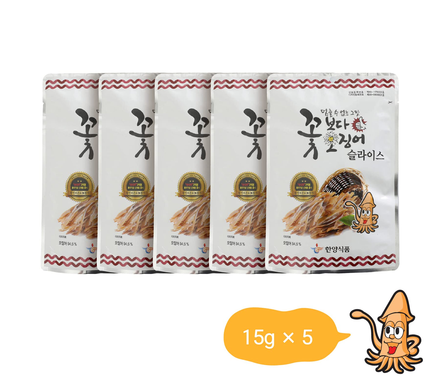 Korea Seasoned Dried Squid Snack ?????? (Original 15g x 5)