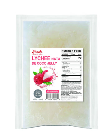 Fanale Coconut Jelly Topping nata de coco for Bubble Tea 400 g | Lychee Jelly | for Boba Tea Smoothies Slushes Desserts 400g