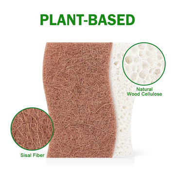 AIDEA Non-Scratch Brown Scrub Sponge, 24 Count - Natural Cellulose Sponges for Kitchen, Bathroom & Household Cleaning