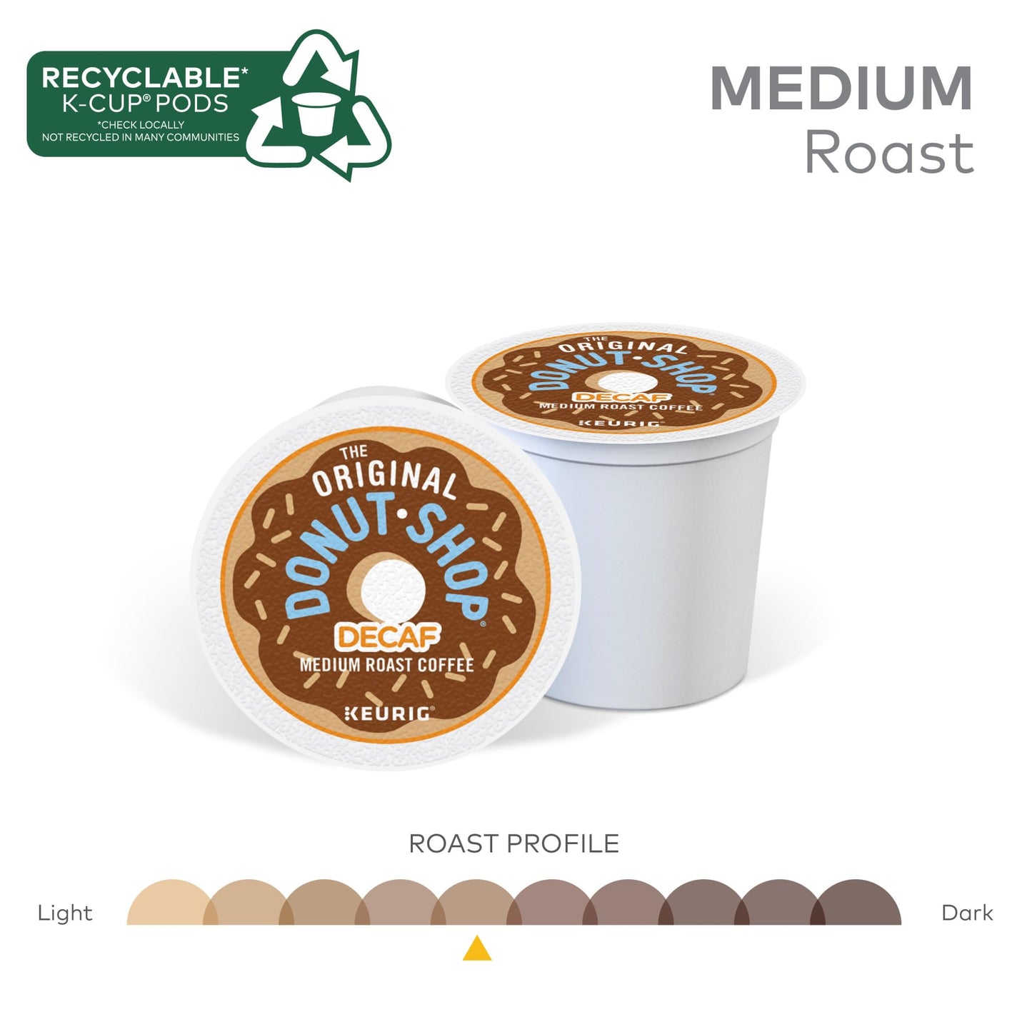 The Original Donut Shop Decaf Medium Roast Coffee K-Cup Pods, 48 Count