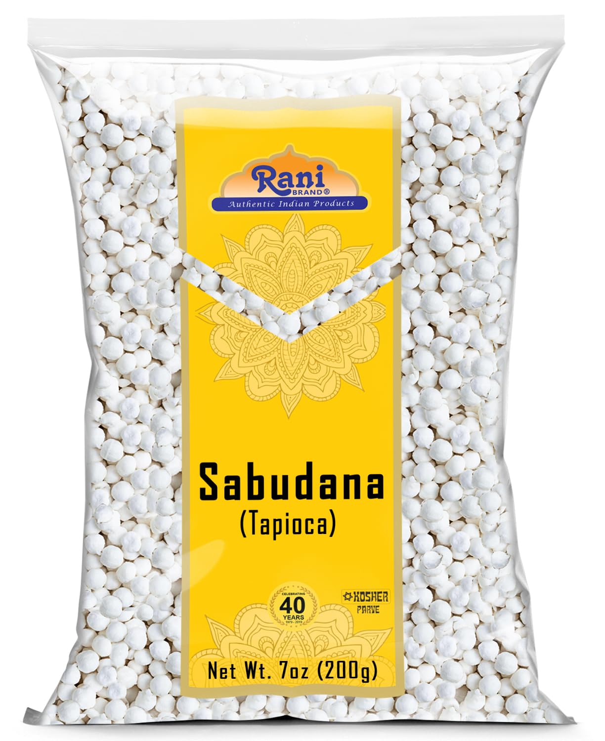 Rani Sabudana (Tapioca/Sago) Pearls 7Oz (200G) ~ All Natural | Vegan | No Colors | Non-Gmo | Kosher | Indian Oriflavor Blend