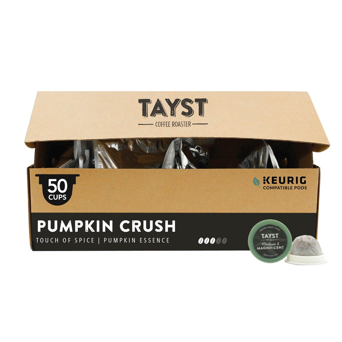Tayst Coffee Pods Pumpkin Crush Medium Roast K Cups Compatible With Keurig Coffee Maker Sustainable Single Serve Pack Of 50