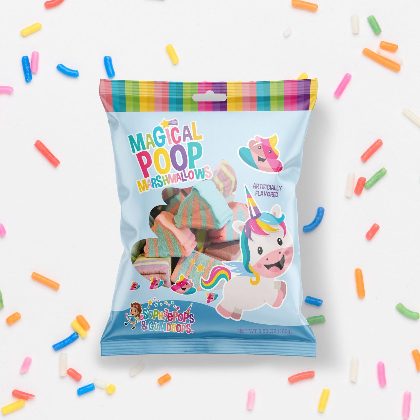Sophiepops & Gumdrops Rainbow Marshmallow Candy, Non-Fat, Gluten Free, 12-Pack, 3.53oz