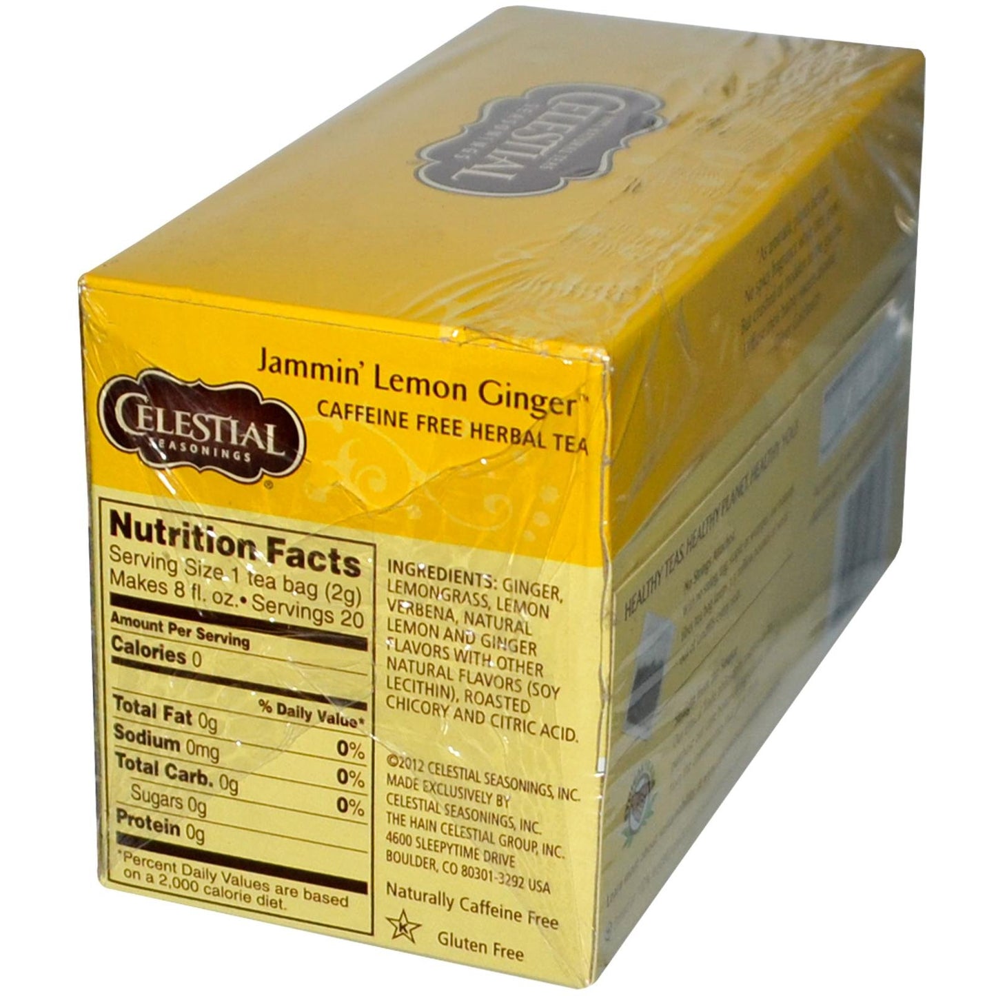 Celestial Seasonings Herbal Tea Caffeine Free Jammin Lemon Ginger - 20 Tea Bags