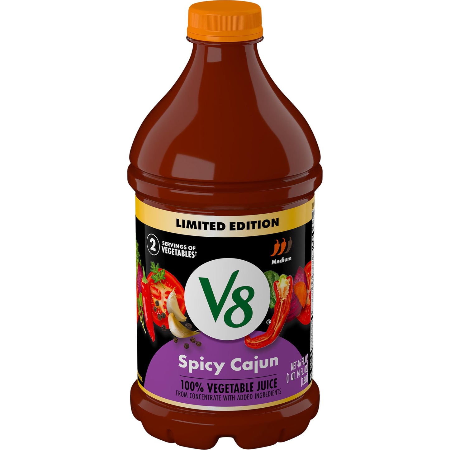 V8 Spicy Cajun 100% Vegetable Juice, 46 fl oz Bottle