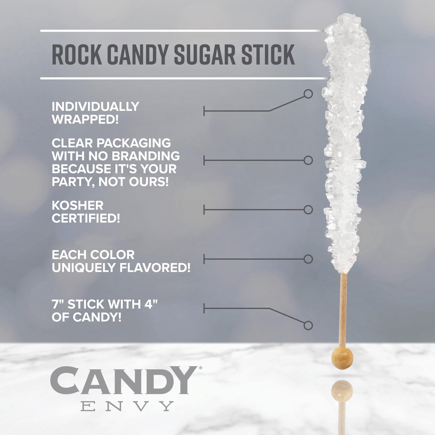Yellow Rock Candy Sugar Sticks - Banana Flavored - 144 Individually Wrapped Bulk Candy