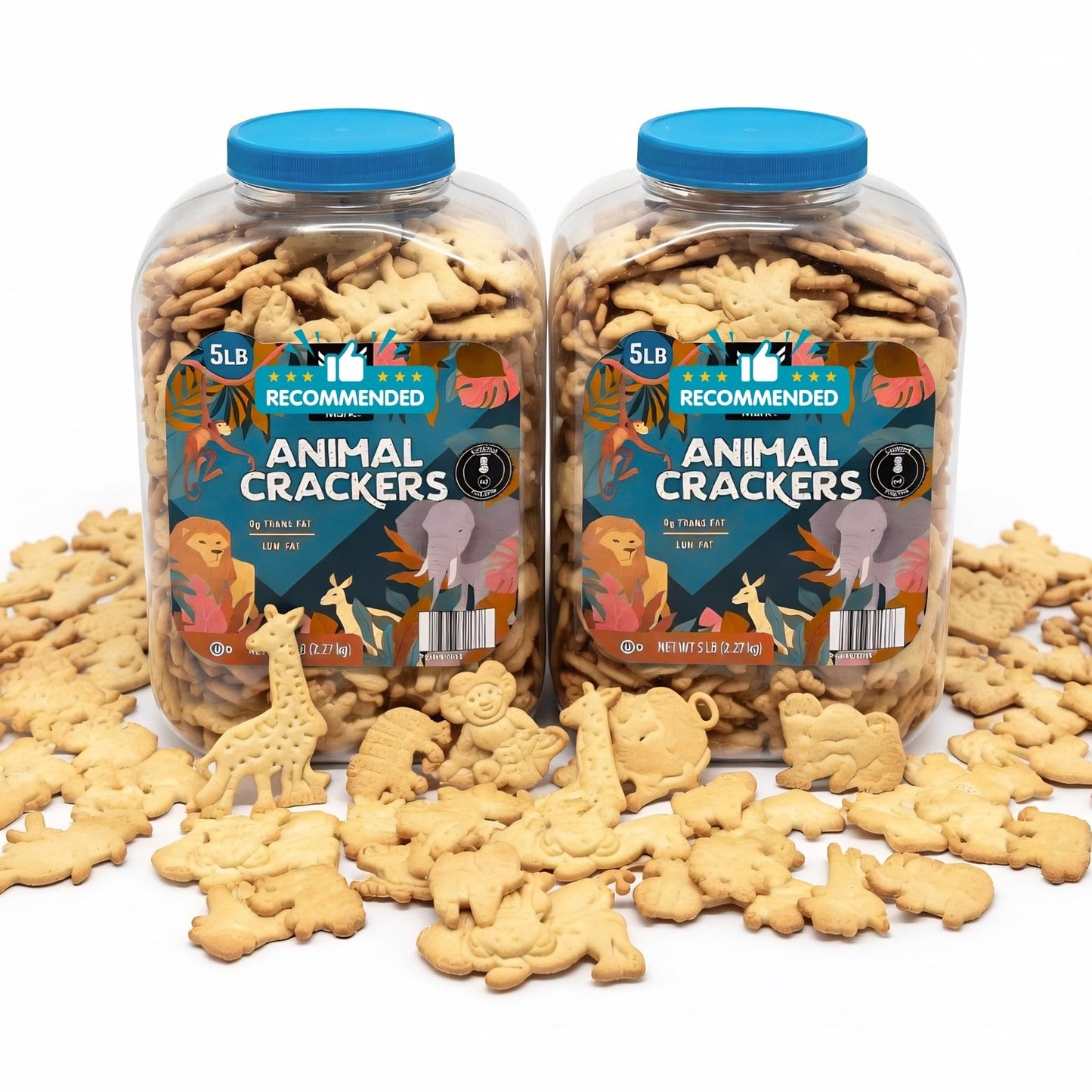 Animal Shaped Sweet Crackers 5 lb Value Pack (2 Boxes) - Crunchy Cookie Snacks for Parties, Lunches & Sharing
