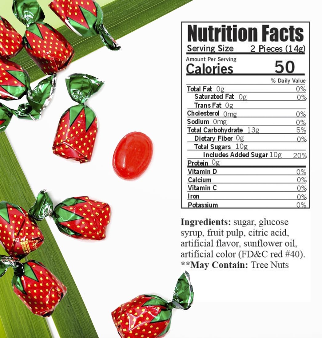 Arcor Strawberry Buds Filled Hard Candy Bon Bons | 1 Pound