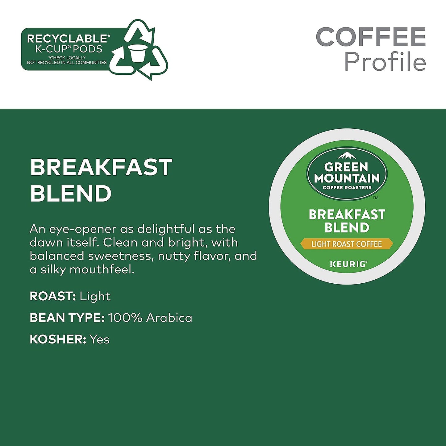 Keurig Green Mountain Coffee Breakfast Blend Coffee K-Cups 48 Pk