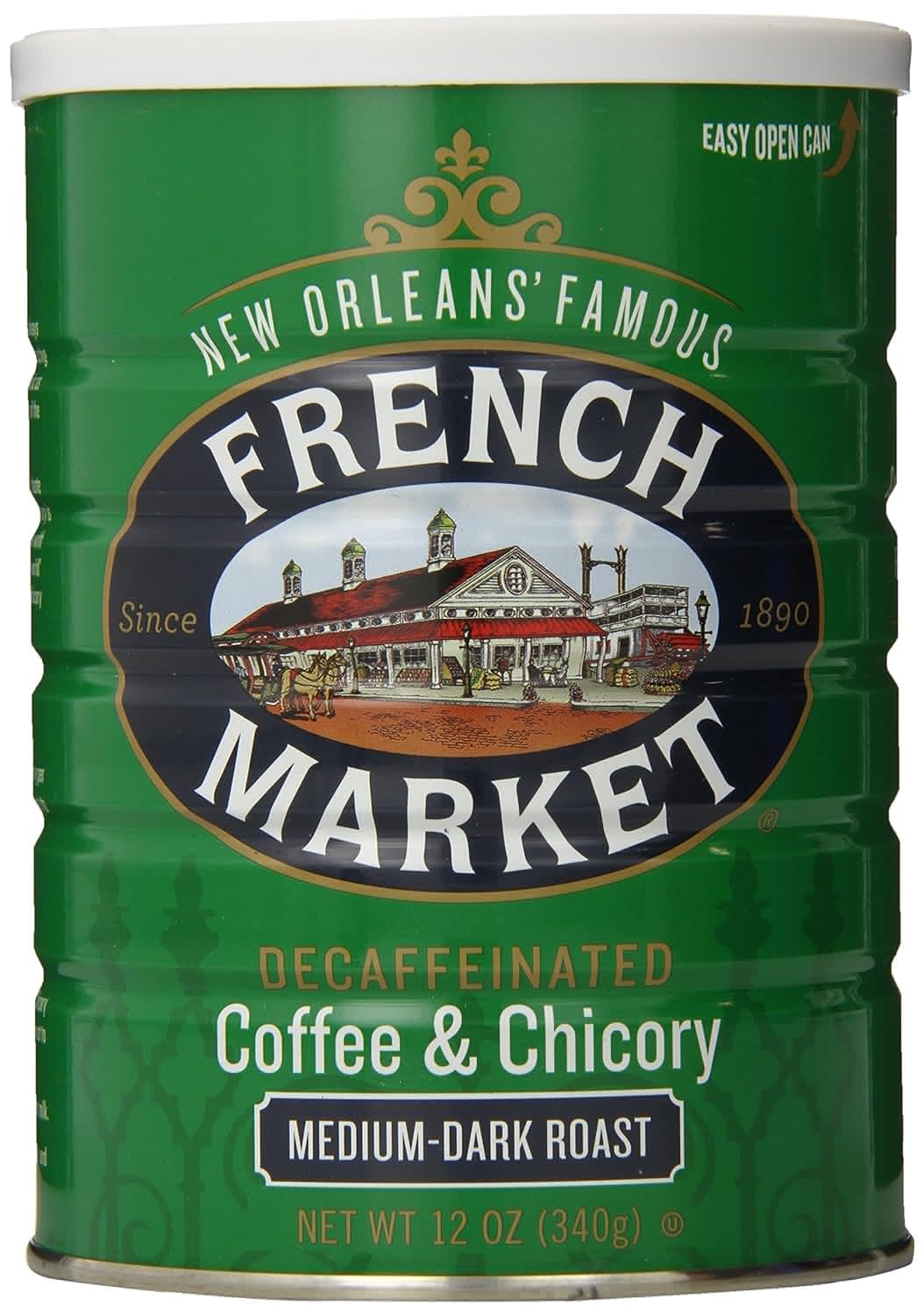 French Market Coffee & Chicory Decaffeinated Medium-Dark Roast Ground Coffee 12Oz Can (Pack Of 6)