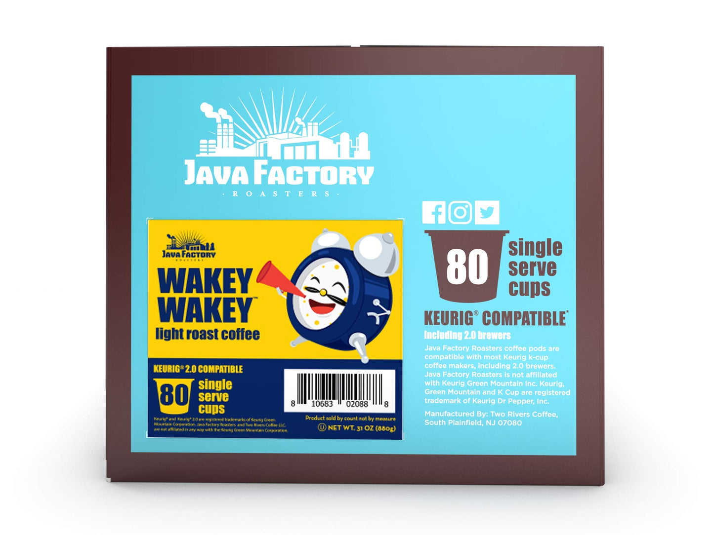 Java Factory Coffee Pods Light Roast Compatible with K-Cup malt-inspired 80 Count Yellow JFR WW80