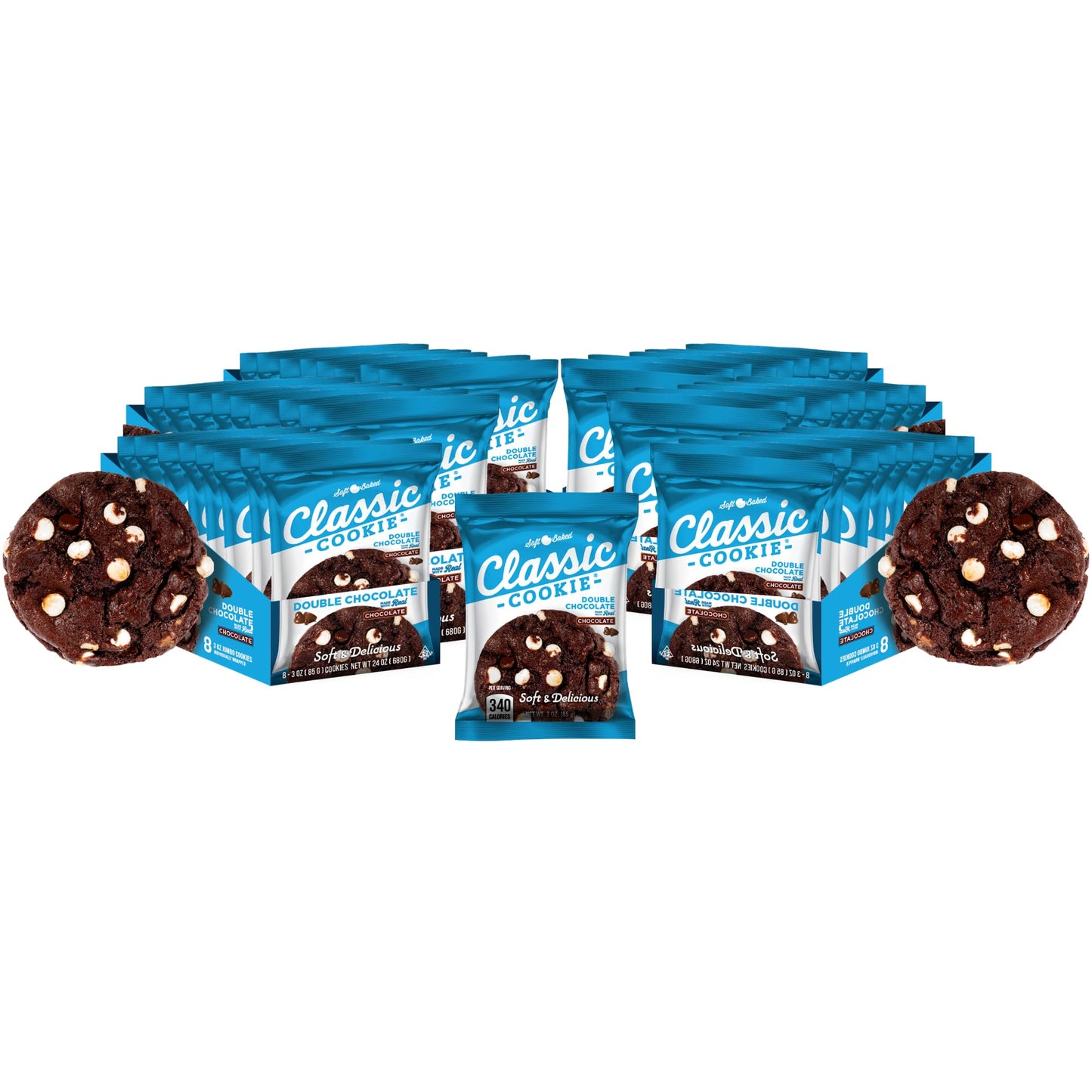 Classic Cookie Soft Baked Double Chocolate Cookies 6 Boxes 48 Individually Wrapped Cookies