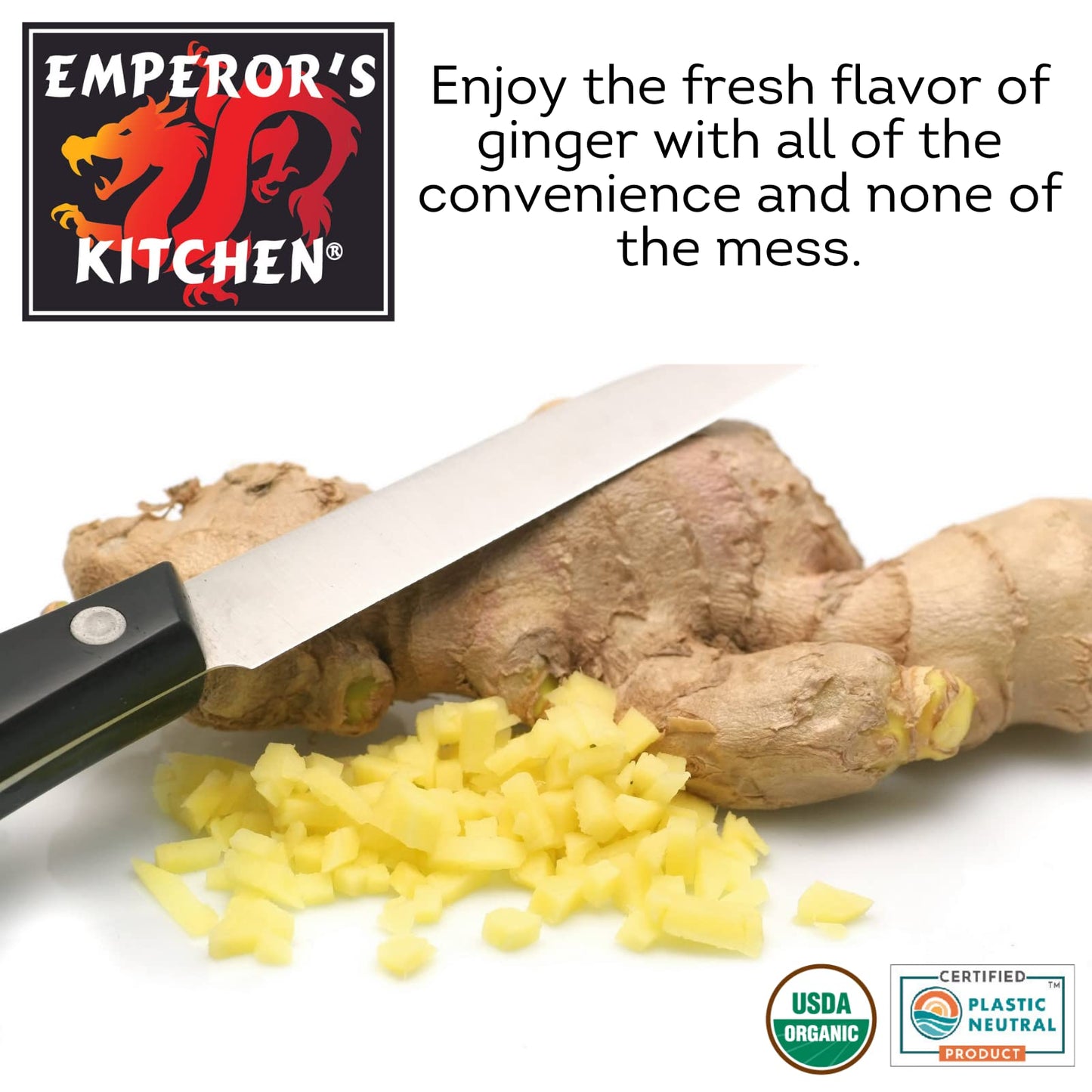 Emperor'S Kitchen Organic Chopped Ginger 4.5 Oz Glass Jar (Pack Of 4)
