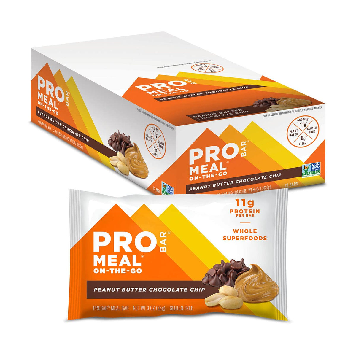 PROBAR - Meal Bar, Peanut Butter Chocolate Chip, Non-GMO, Gluten-Free, Healthy, Plant-Based Whole Food Ingredients, Natural Ener
