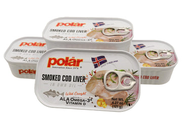 MW Polar Smoked Cod Liver in Oil, Wild-Caught, Omega-3, 4.27 oz, Pack of 12