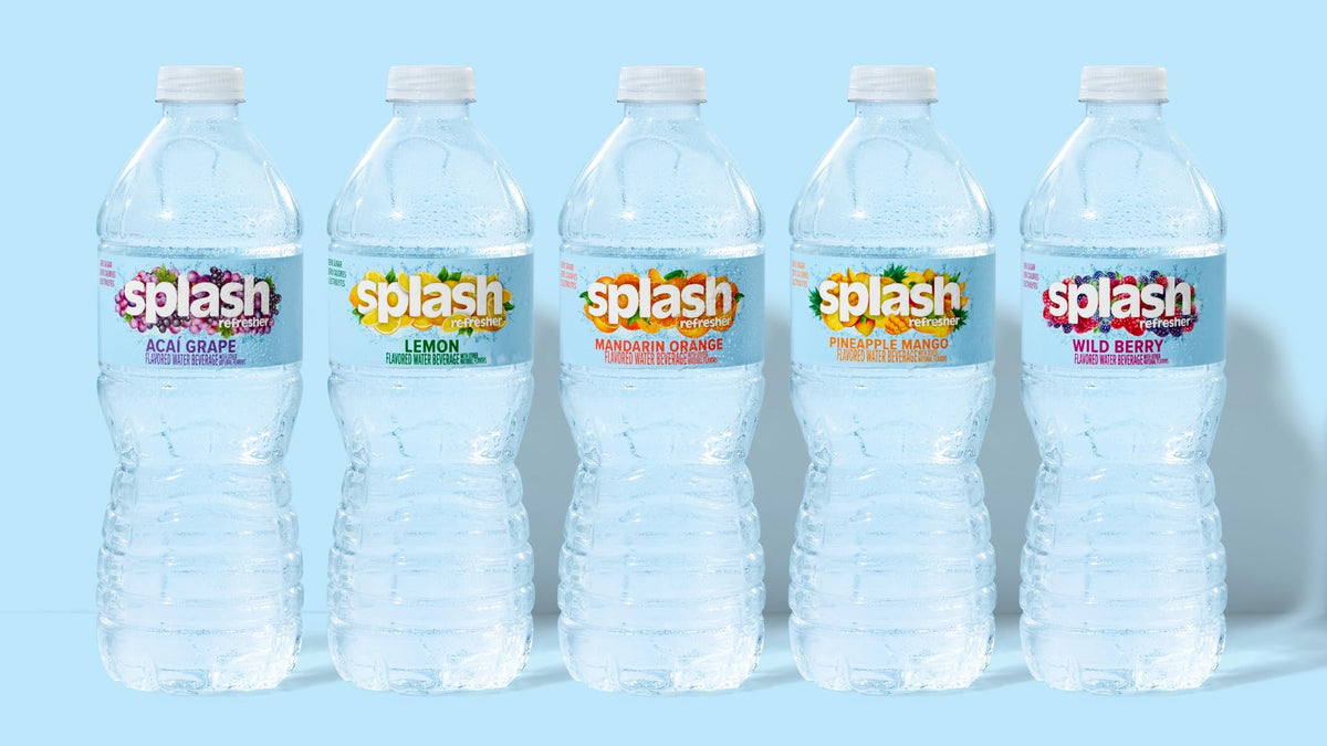 Splash Refresher Acai Grape Flavored Water, 16.9 Fl Oz, Plastic Bottle Pack of 6