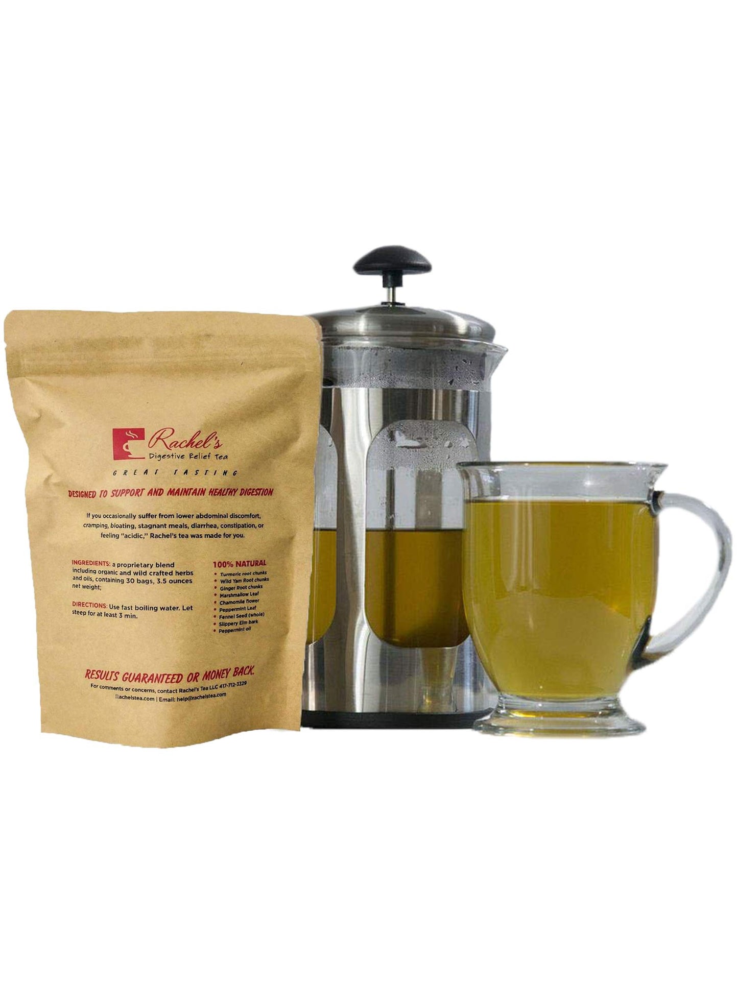 Rachels Tea Herbal Tea Blend with Turmeric, Ginger, Chamomile, 30 Bags, 4oz, Model Digtea24