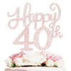 Happy 40Th Birthday Rose Gold Rhinestone Cake Topper - 40Th Birthdayanniversary,Cheers To Forty Years Old Bday Party Metal Spark