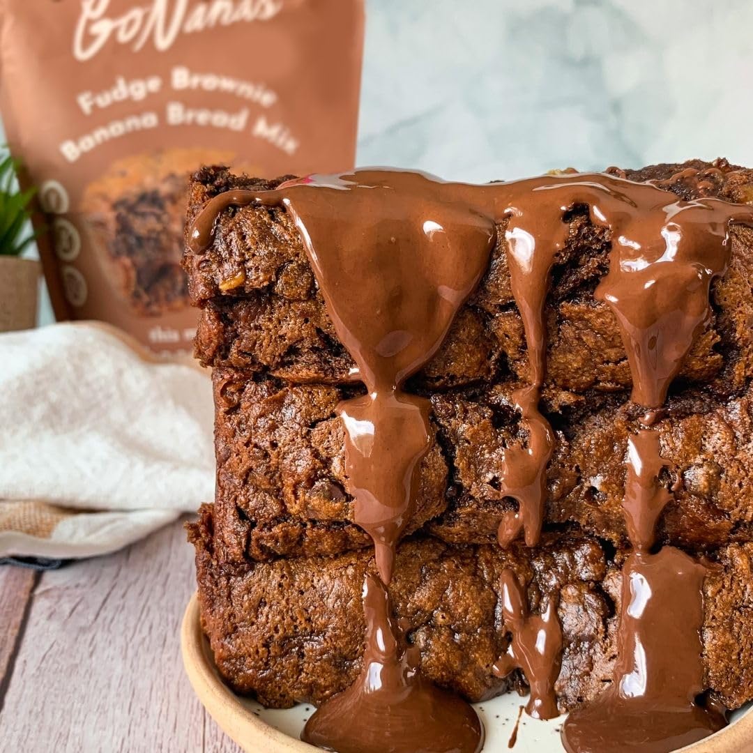GoNanas Fudge Brownie Oat Flour Banana Bread Mix, Suitable for Plant Based Vegan Diets, Gluten Free Dairy Free Snacks, Healthy S