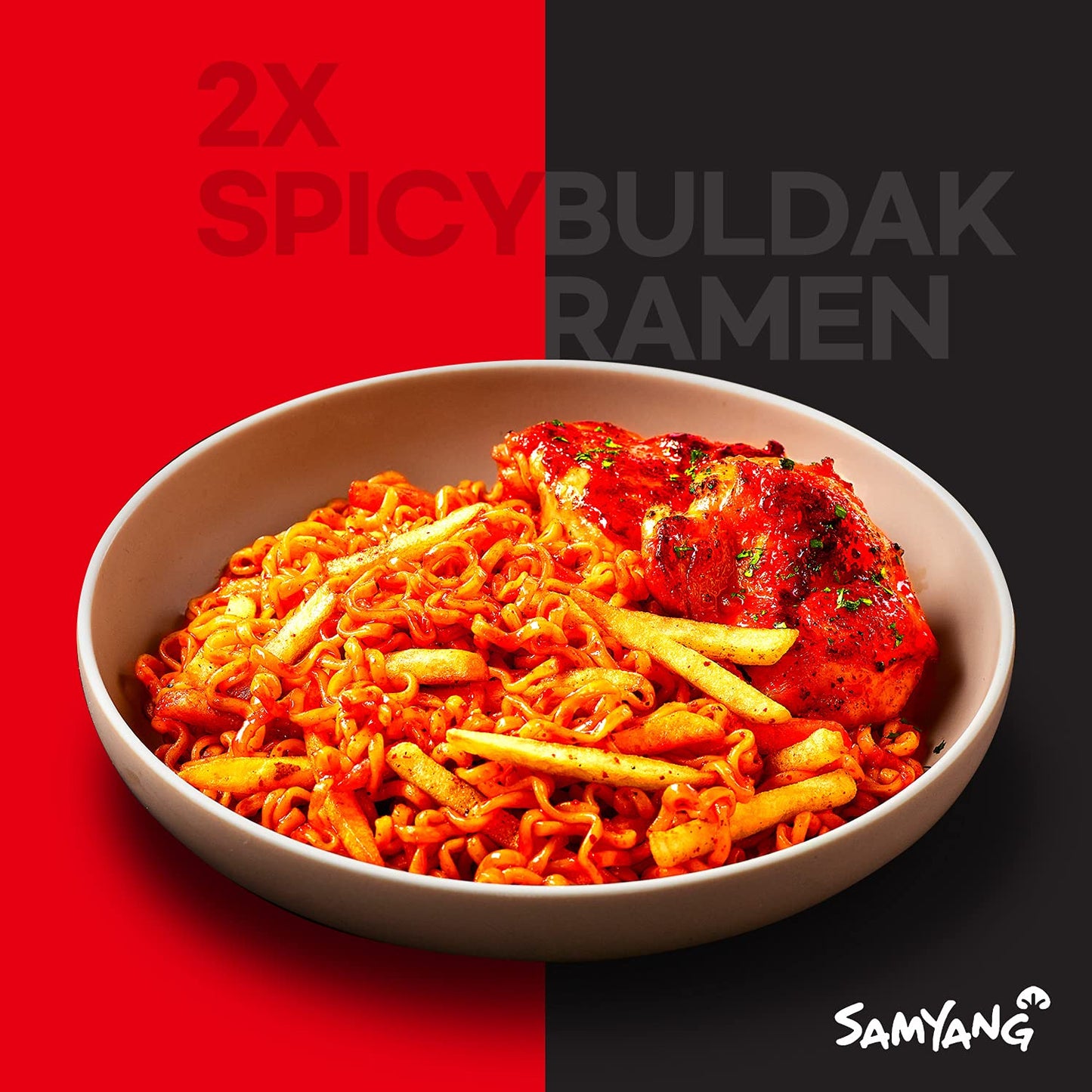 Samyang 2X Buldak (Korean) Hot Spicy Chicken Stir Fried Ramen 4.94 oz (Pack of 20)