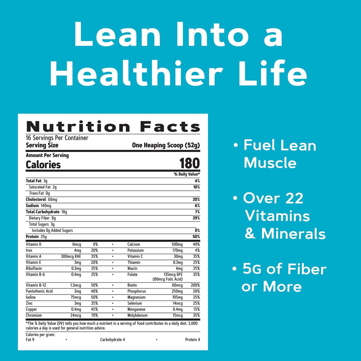 GNC Lean Shake 25 Meal Replacement Powder, Weight Management, With 25g Protein and High Fiber, Keto, Mixed Berry, 16 Servings