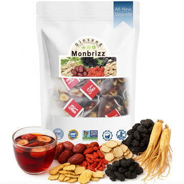 Monbrizz kidney tea formula Ginseng Six treasure tea te divina maca root Goji berries turmeric kidney formula ginseng eight treasure Cleanse Detox Caffeine-Free Tea (60count)