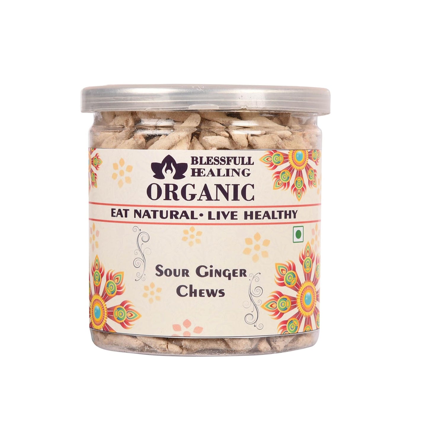Blessfull Healing Organic Sour Ginger Chews 250 Gram Airtight Container