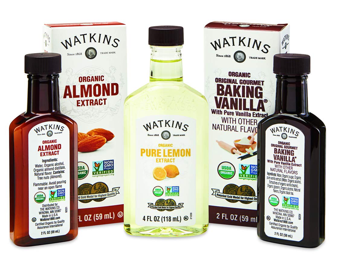 Watkins Organic Pure Almond Extract, 4 oz Bottle, 3-Pack, Natural Flavoring