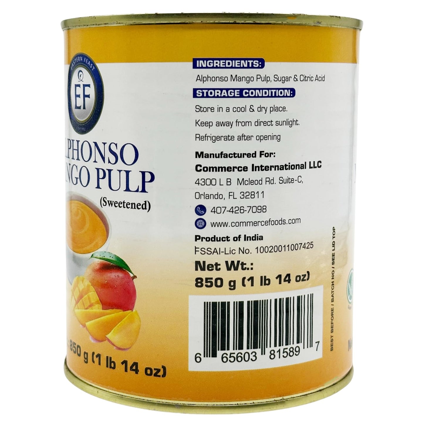 Eastern Feast - Alphonso Mango Pulp, 30Oz / 850G (Pack Of 4)