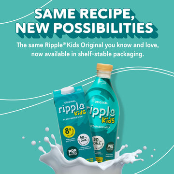 Ripple 32 oz Plant Based Milk 8g of Quality Sourced Pea Protein, Calcium Rich | Shelf Stable | Vegan & Non GMO Certified | Dairy