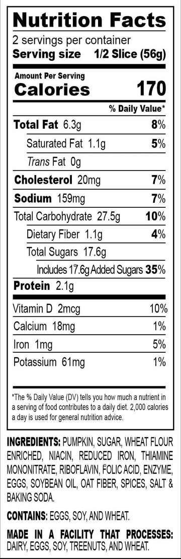 Nadel - Naturally Delicious Pumpkin Spice Bread Slices, 12 Pack, Sweet Breads & Cakes Breakfast Bar, Back To School Lunch Snack.