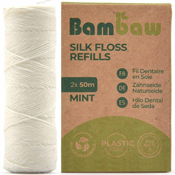 Refill Silk Dental Floss Candelilla Wax Tooth Floss Natural Dental Tape Plastic Free Dental Floss Eco Floss Stainless Steel