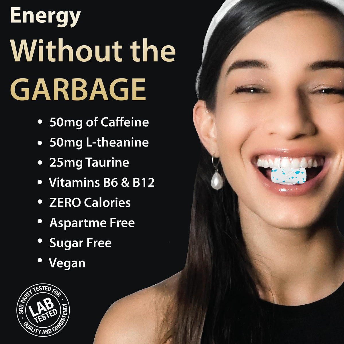 Dialed Gum Caffeine Gum - Sugar Free Energy dietary product with 50mg Caffeine, 8 Count, Cool Mint Flavor