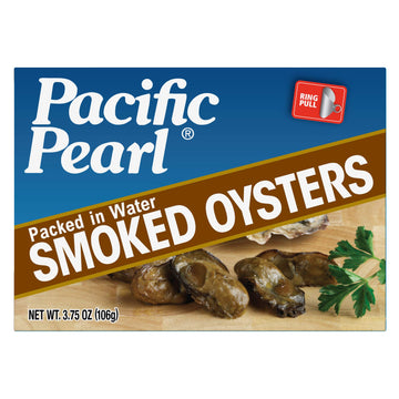 Pacific Pearl Smoked Oysters in Water, 3.75 oz, Pack of 12 - Premium Seafood Snack