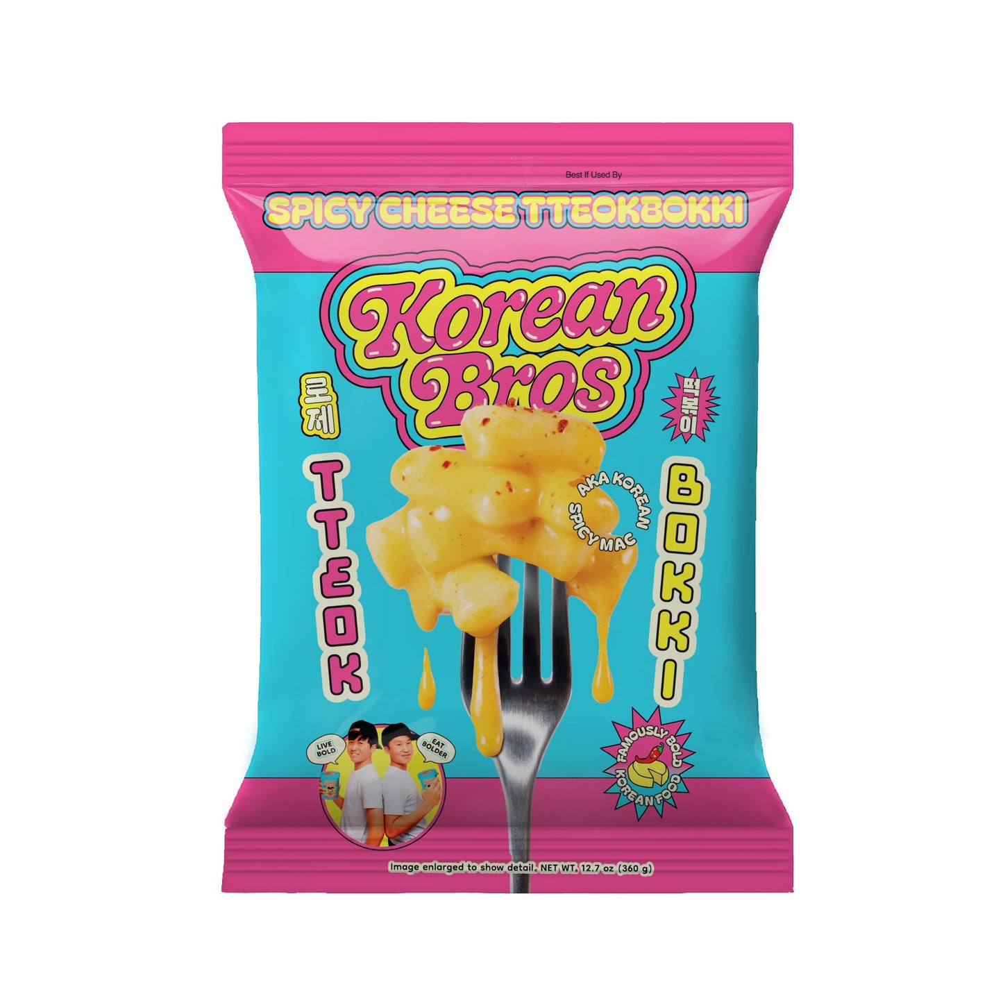 Korean Bros Spicy Cheese Tteokbokki (360g) - Creamy Rice Cakes, Korean Street-Style Snack or Meal, 2 Servings