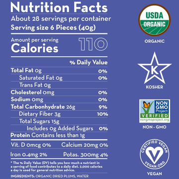 SUNNY FRUIT Organic Prunes, 2.5 Pound Bulk Bag - Non-GMO, Vegan, Halal, Kosher, No Preservatives, No Sugar Added