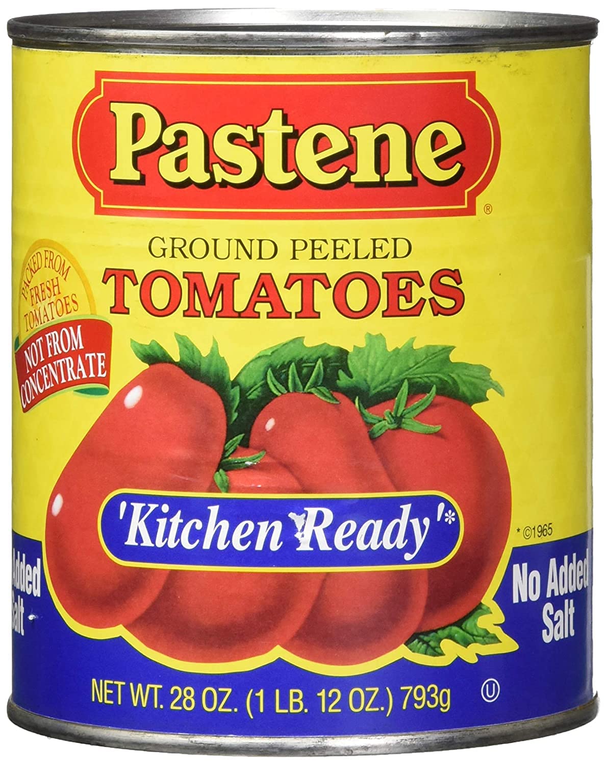 Pastene Kitchen Ready Ground Peeled Tomatoes No Salt Added 28oz Can (2 Pack)