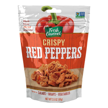 Fresh Gourmet Crispy Red Peppers Crunchy Snack And Salad Topper 3.5 Ounce (Pack Of 6)