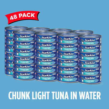StarKist Chunk Light Tuna in Water, 5 oz (48 Pack) Canned Tuna Fish, Wild Caught, Gluten Free, Ready to Eat, Perfect for Salads,