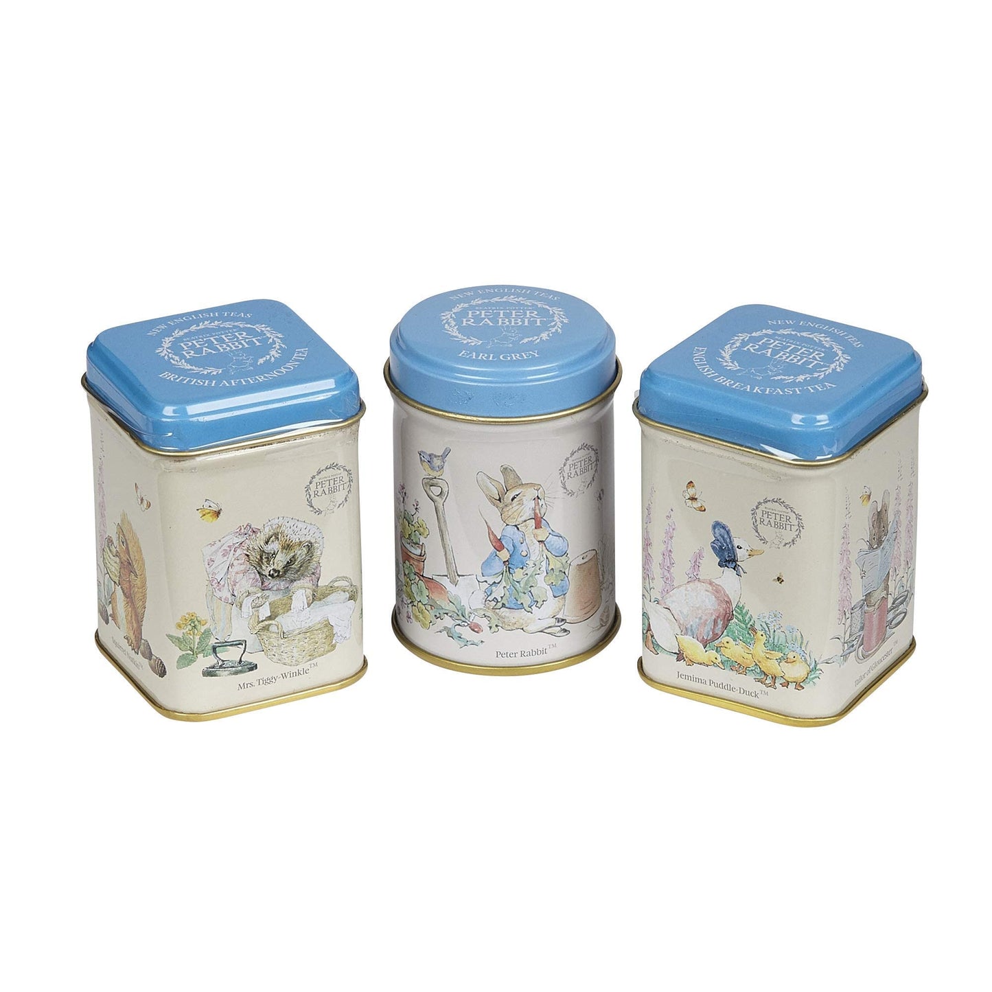 Peter Rabbit 3x Mini Tea Tins with Loose Leaf English Tea, Beatrix Potter Gift, Small Caddy Set