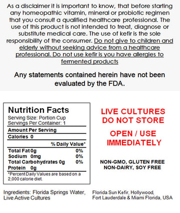 (4) Portion Cups Of Live Florida Sun Kefir Water Kefir Grains Natural Probiotics (6) Six Brewing Bags Included