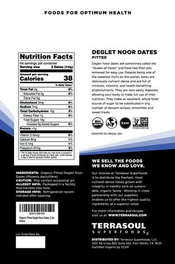 Terrasoul Superfoods Organic Deglet Dates, 4 Lbs (2 Pack) - Pitted | Fresh | Natural Sweetener