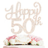 Happy 50Th Birthday Decorations,50Th Birthday Gold Rhinestone Cake Topper - Cheers To Fifty Years Old Bday Party Metal Sparkly C