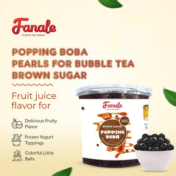 Fanale Popping Boba Pearls for Bubble Tea - Brown Sugar Flavor - 7 lb - Brown