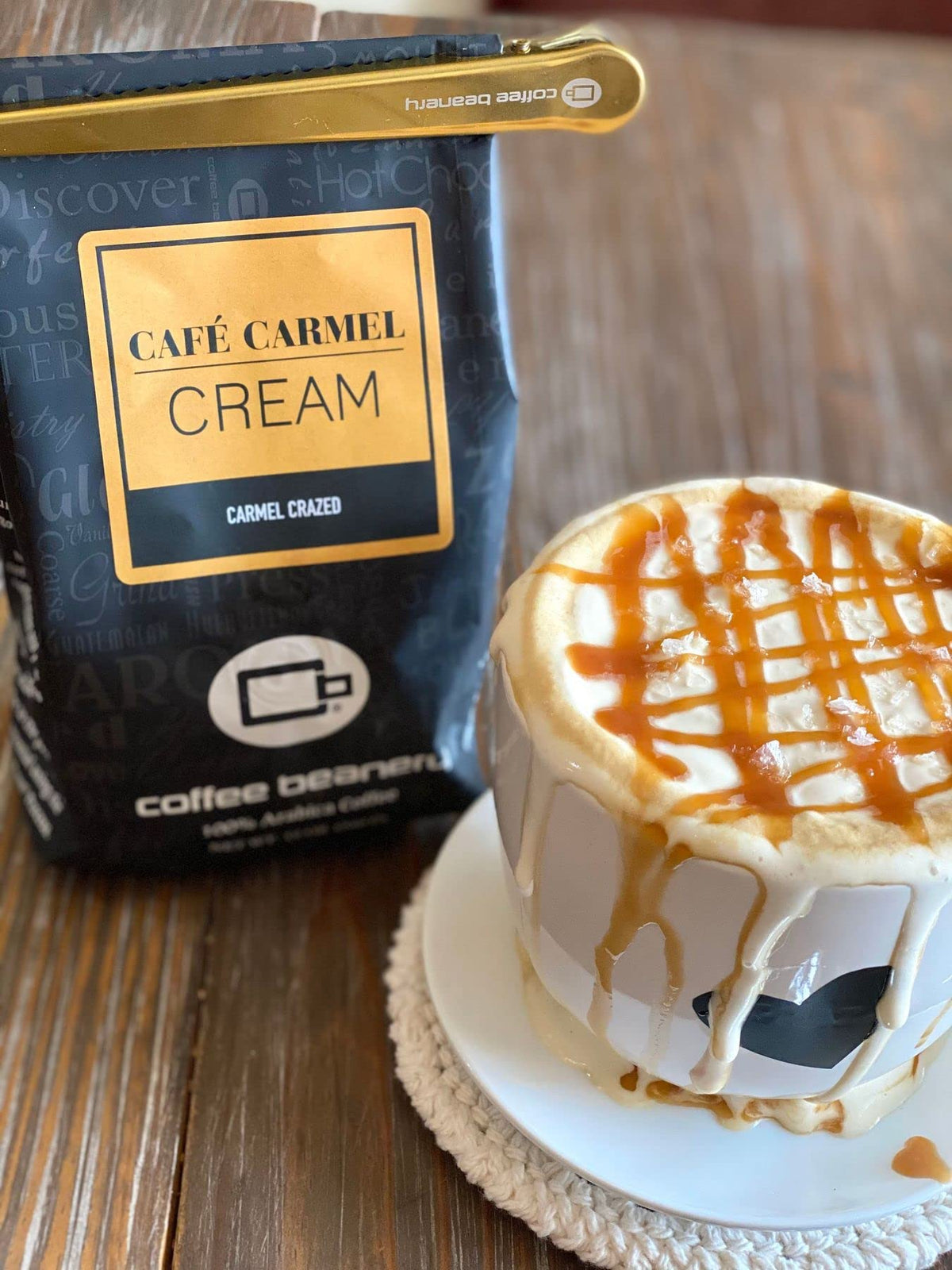 Caramel Vanilla Latte Flavored Coffee, Specialty Arabica Coffee, Medium Roast, 3Lb, Whole Bean