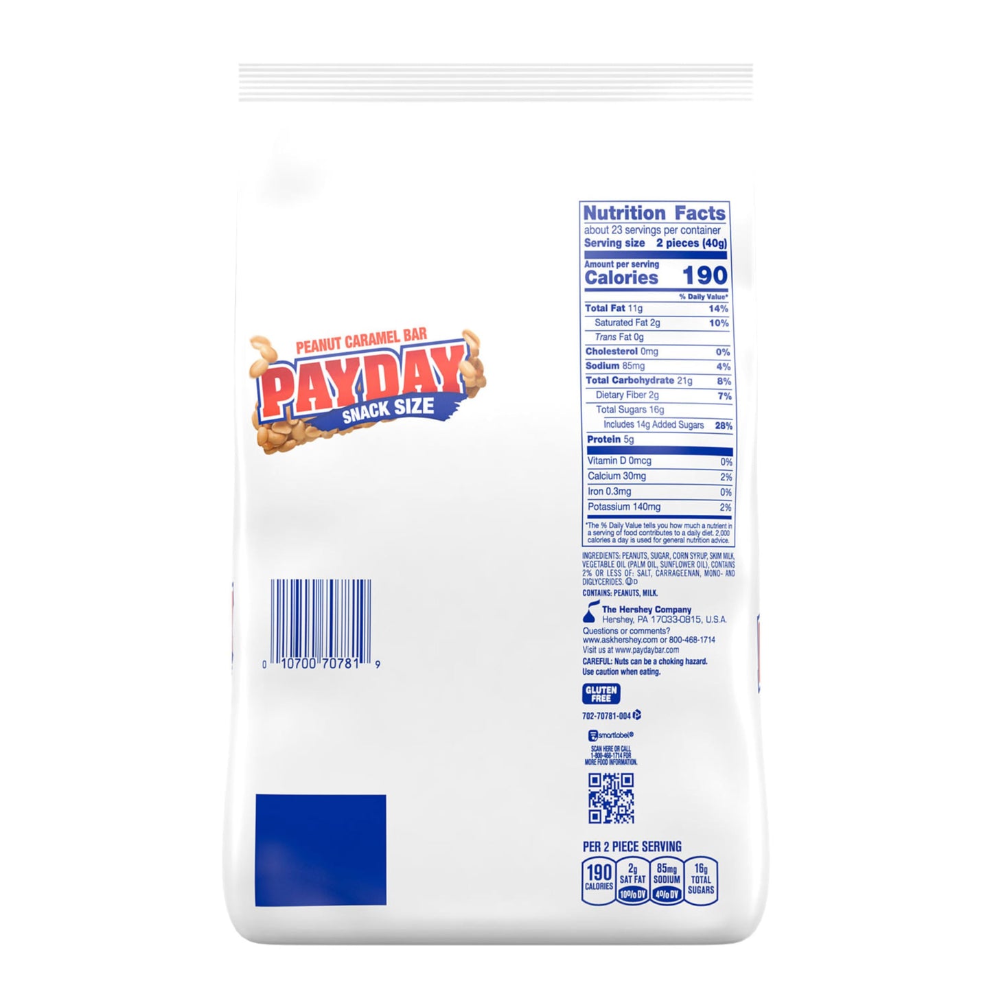 PAYDAY Peanut Caramel Snack Size Candy Bulk Bag 33 oz