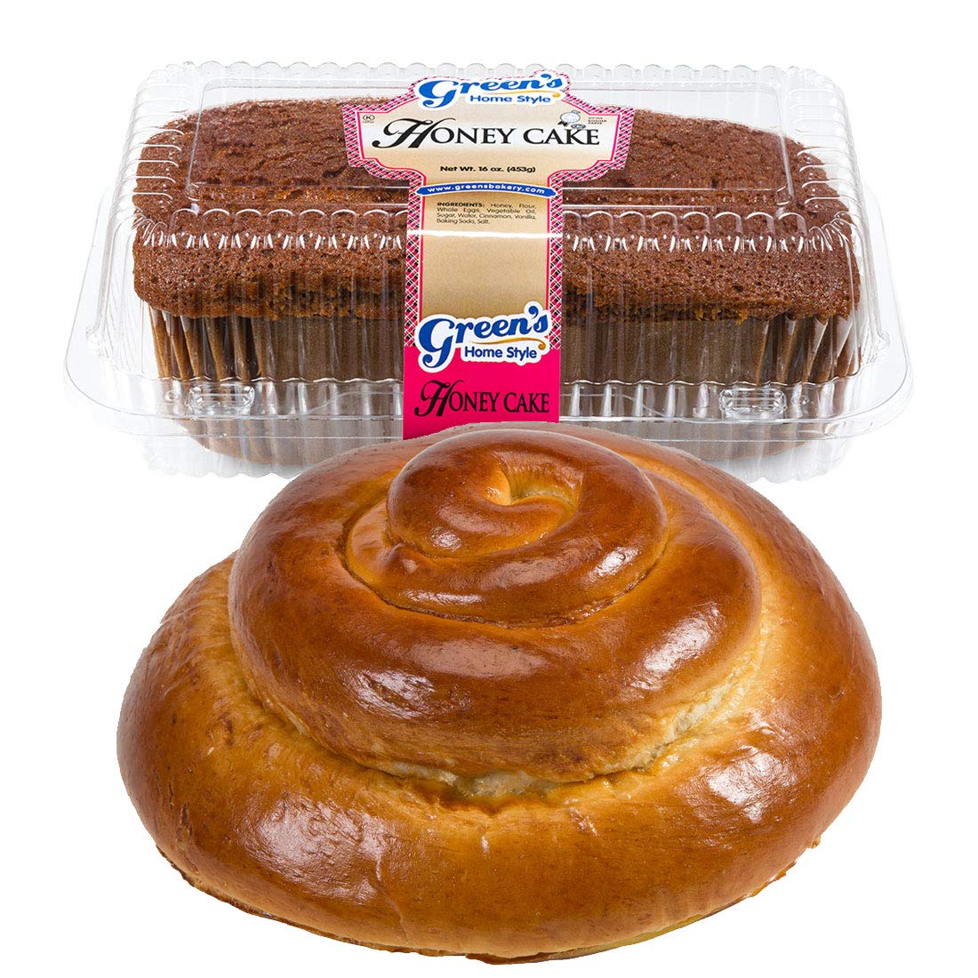 Greens Bakery Traditional Round Challah & Honey Cake Kosher Gift Pack