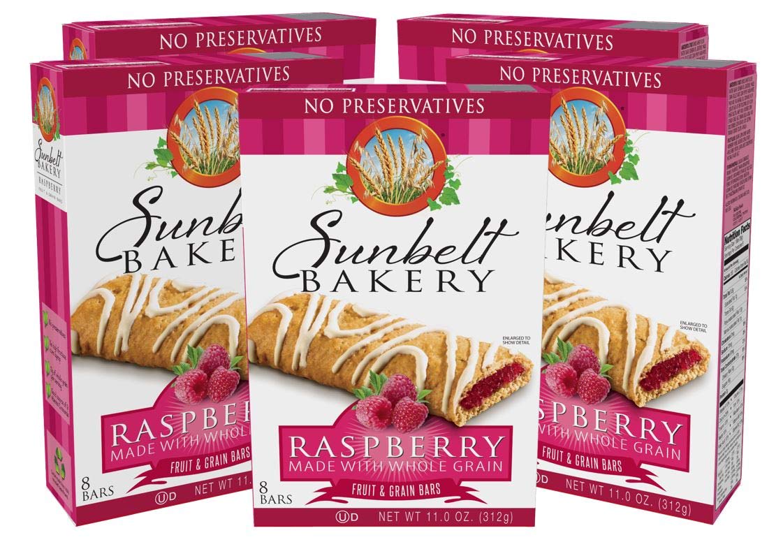 Sunbelt Bakerys Raspberry Fruit & Grain Bars, 5 Boxes, No Preservatives (40 Bars)